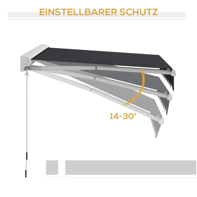 Outsunny Elektrisch/Handmatig Uitschuifbare Zonnescherm, Halfcassette, Afstandsbediening, Aluminium Frame, 2,5 x 2 m, Grijs
