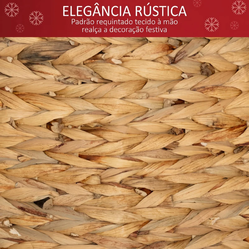 HOMCOM Base para Árvore de Natal 60 cm em Jacinto-de-Água Entrançado à Mão Natural