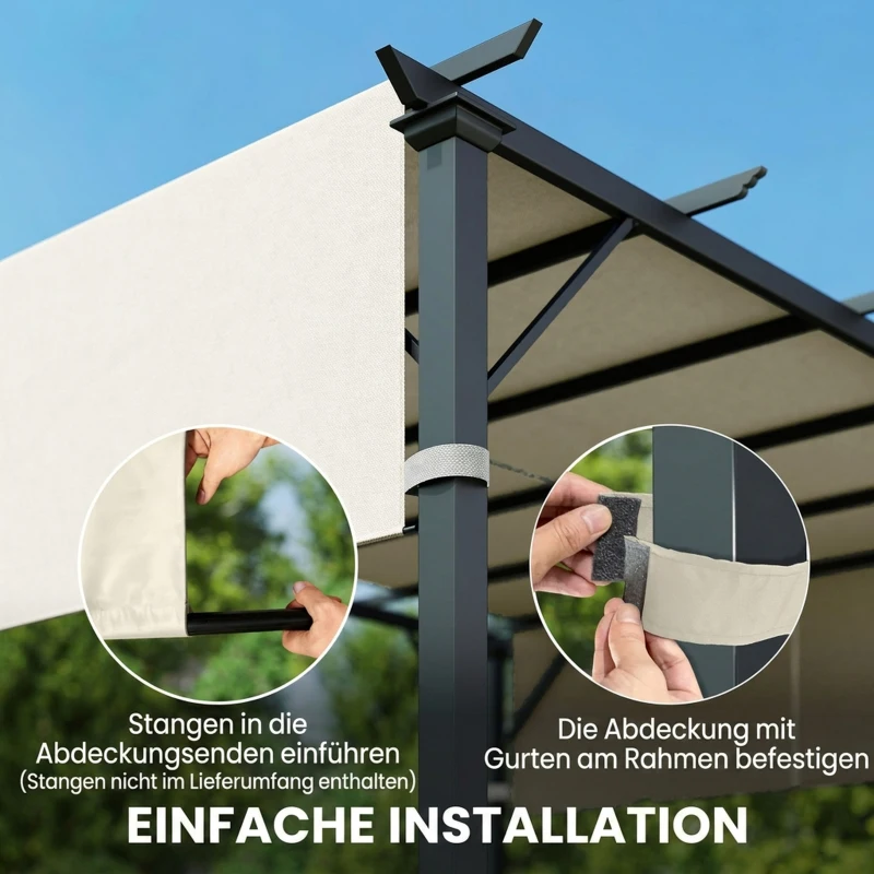 Outsunny Vervangend dak voor pergola met UV-bescherming, zonnescherm voor terrasoverkapping voor 3 x 3 m paviljoen, Crèmewit