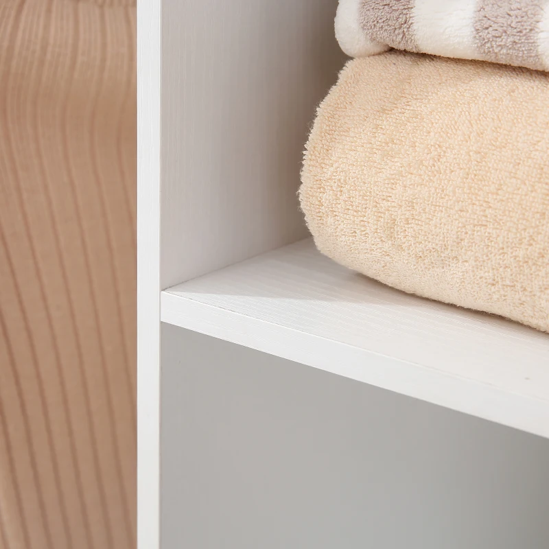 HOMCOM Armadio Guardaroba a Rotelle con 2 Barre e 3 Ripiani Aperti, in Legno e Alluminio, 120x40x128 cm, Bianco