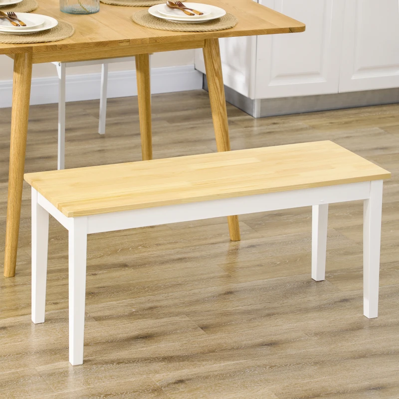 HOMCOM Zitbank Houten Bank 2-Zitsbank, Massief hout, gelakt, Natuur + Wit