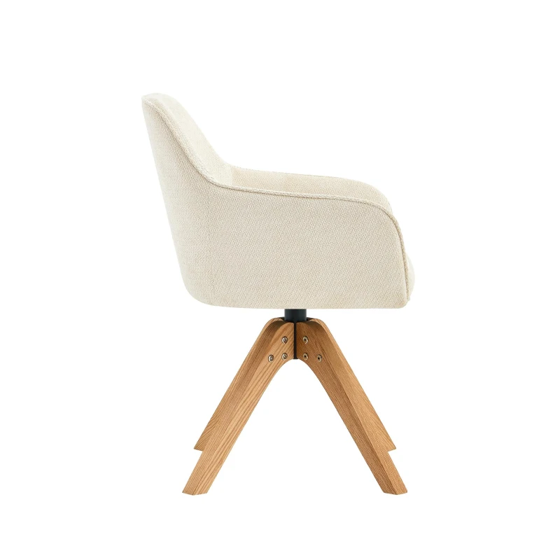 Chaise de salle à manger pivotante 360° (lot de 2), design moderne légèrement luxueux, 58,00x46,00x82,00 cm, Couleur naturelle