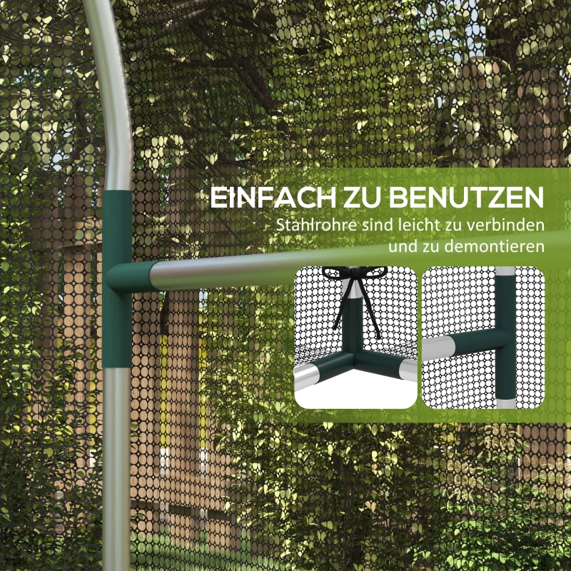 Outsunny Plantenbeschermingsnet, Vogelbescherming, met Deur en Stabiel Stalen Frame, 1,2x1,5x1,5m, Zwart/Zilver