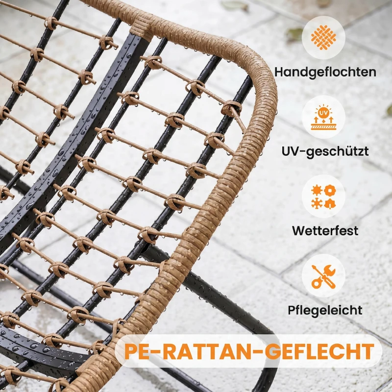 Outsunny Schommelstoel met Kussen Weerbestendig Tuinstoel Belastbaar tot 120 kg voor Woonkamer, Tuin, Grasveld Grijs