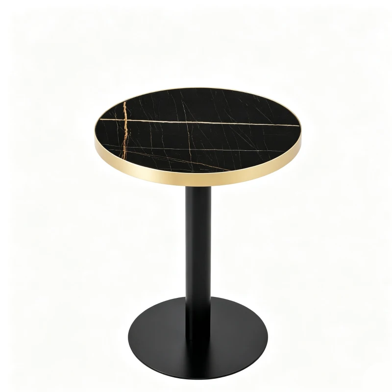 Table d'appoint ronde, plateau anti-rayures facile à nettoyer, 60x60x74 cm, Noir