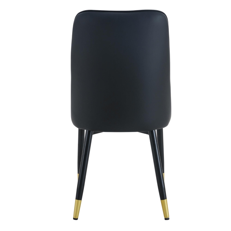 Lot de 2 chaises de salle à manger modernes, assise rembourrée, embouts antidérapants, 43x41.5x89 cm, Blanc+Noir
