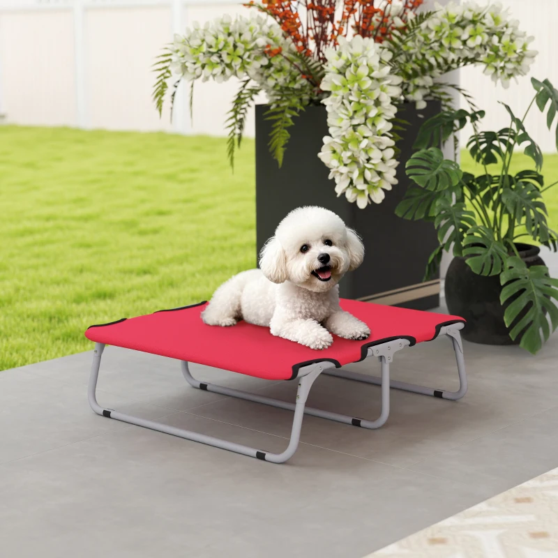 PawHut Brandina per Cani Piccoli Pieghevole per Interno ed Esterno, Metallo e Tessuto Oxford, 71x58x20 cm, Rosso