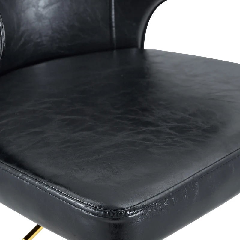 Lot de 2 tabourets de bar avec dossier, réglables en hauteur et pivotants 360°, 49.7x45x110 cm, Noir