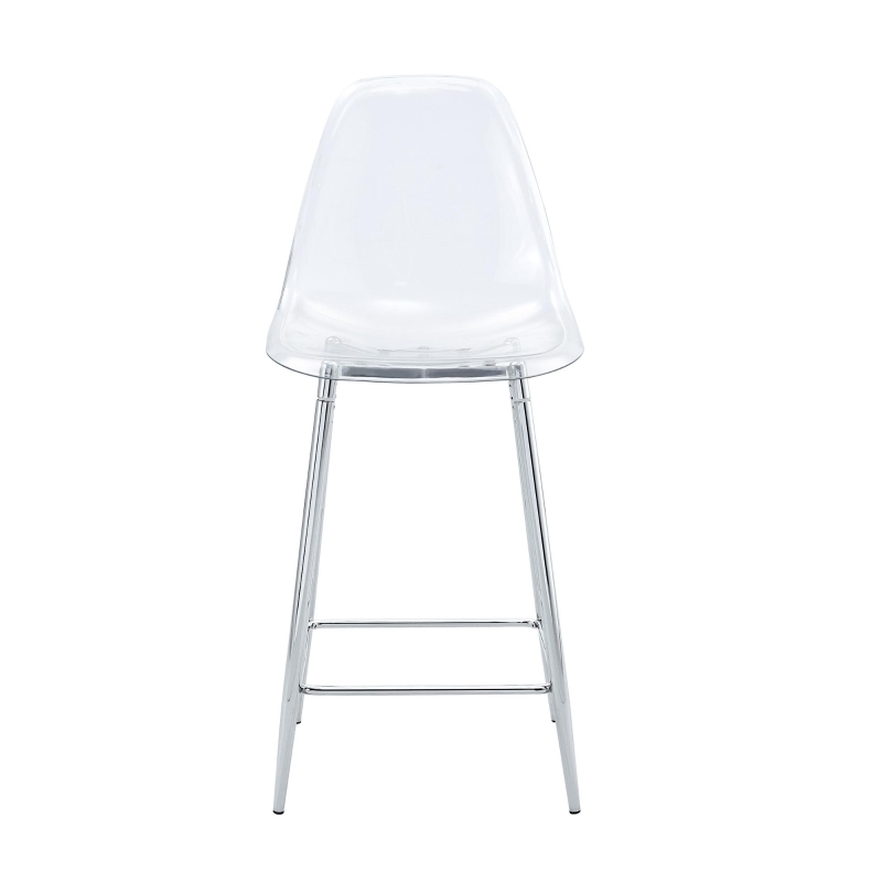 Lot de 2 tabourets de bar transparents, design moderne et aérien, 51x45x102 cm, Argenté