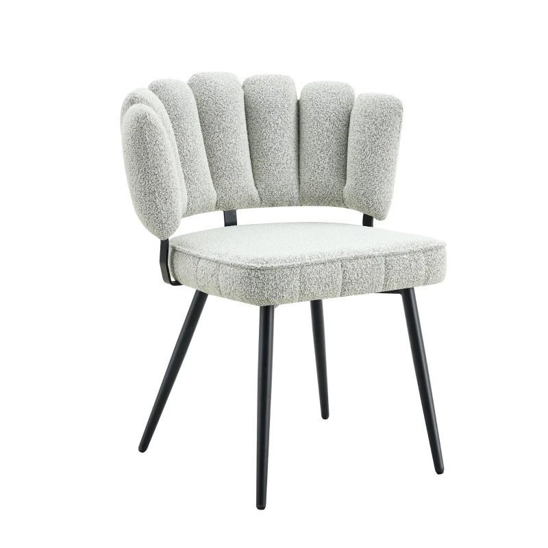 Lot de 2 chaises de salle à manger, mousse haute densité, patins antidérapants, 60x48x80 cm, Noir+Gris clair