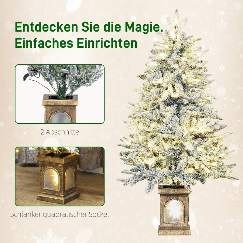 HOMCOM Kunstkerstboom 120 cm – sneeuwlook, 100 warmwitte LED's, 8 standen
