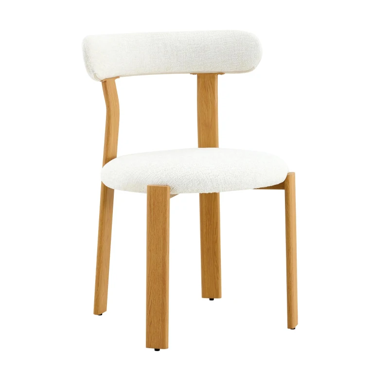 Lot de 2 chaises rembourrées, revêtement bouclé sherpa respirant, design moderne, 55,5x44x79 cm, Blanc