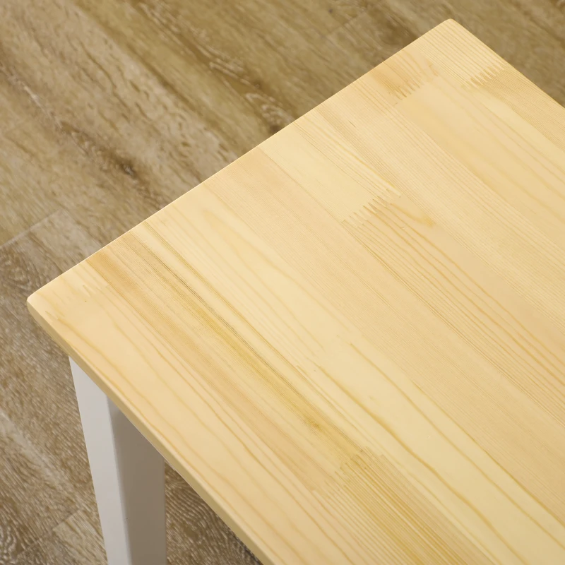 HOMCOM Zitbank Houten Bank 2-Zitsbank, Massief hout, gelakt, Natuur + Wit