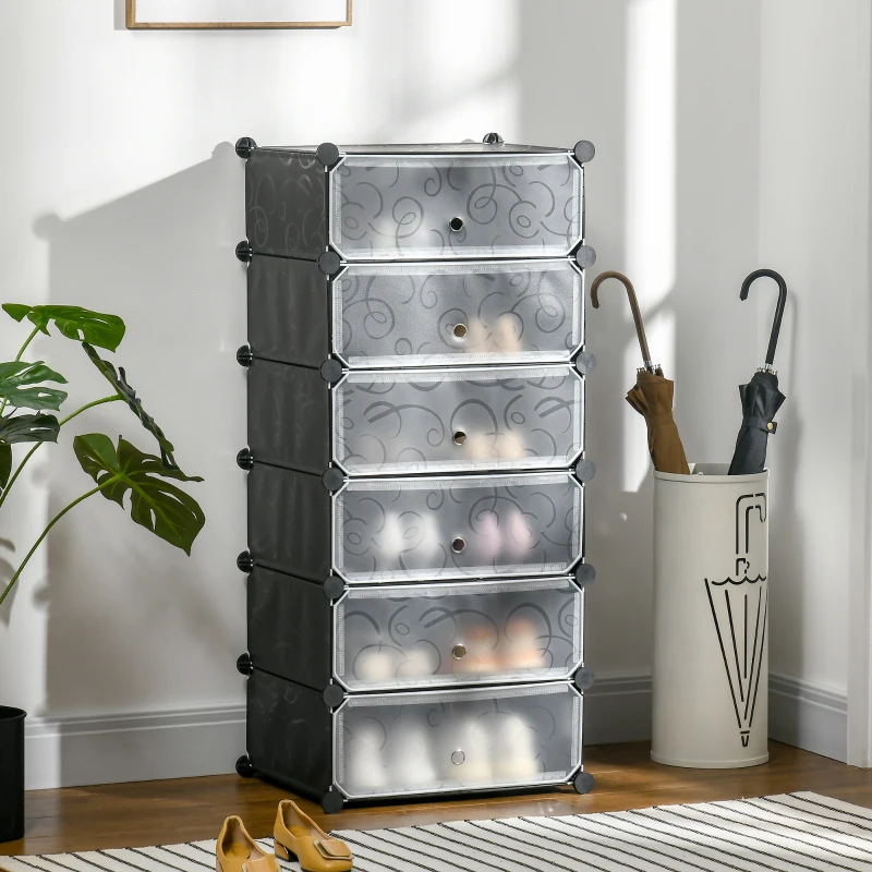 HOMCOM Meuble de rangement à chaussures modulable 6 cubes rectangulaires empilables - noir