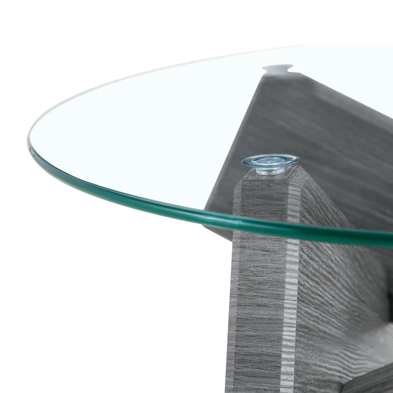 Table basse ronde, design moderne, facile à nettoyer et stable, 79x79x45 cm, Transparent