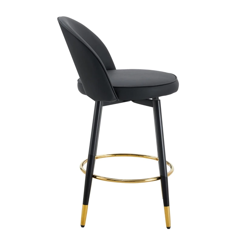 Tabouret de bar pivotant 360°, dossier ajouré design, lot de 2, 44x44x91.5 cm, Noir