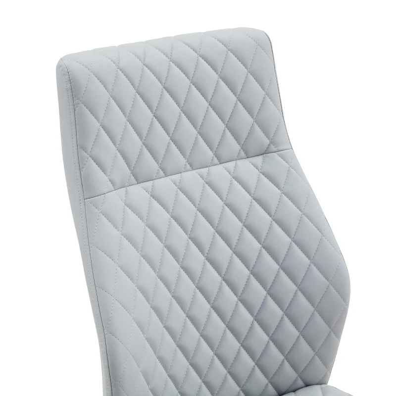 Chaise de salle à manger matelassée motif losange, dossier haut ergonomique, lot de 2, 43x63x100 cm, Gris clair
