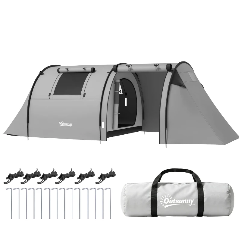Outsunny Tente de camping pour 3-4 personnes, avec 1 chambre et 1 salon, étanche, facile à transporter avec sac inclus