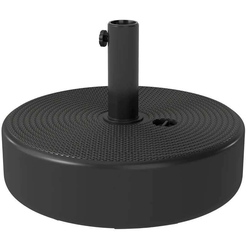 Outsunny Pied de parasol, socle parasol extérieur Remplissable jusqu'à 19 kg avec Sable ou 15 kg avec Eau, Ø 45 x 30,5 cm, noir