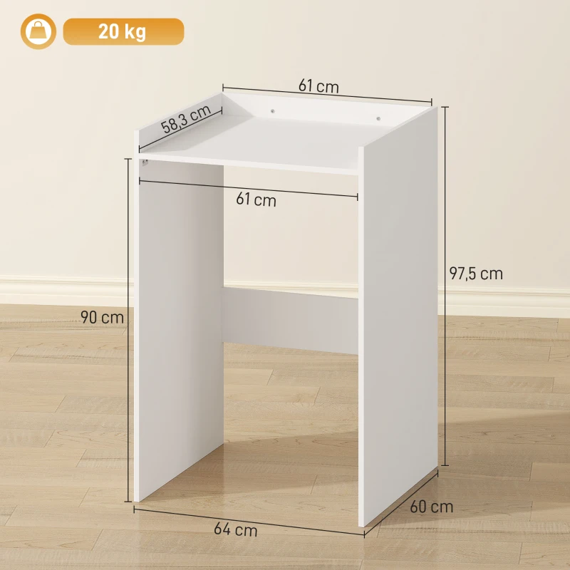 HOMCOM Badkamerkast Niskast met open plank, badkamerkast voor kleine ruimtes, 64 x 60 x 97,5 cm, Wit