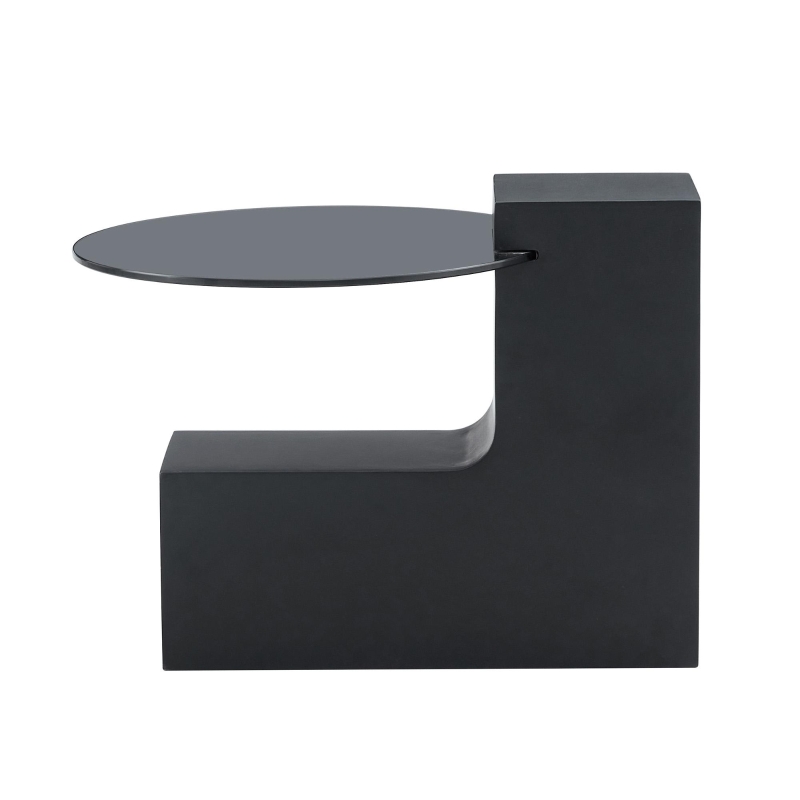 Table basse ronde moderne à 2 niveaux, design démontable et modulable, bords arrondis, 61x61x30 cm, Blanc+Noir