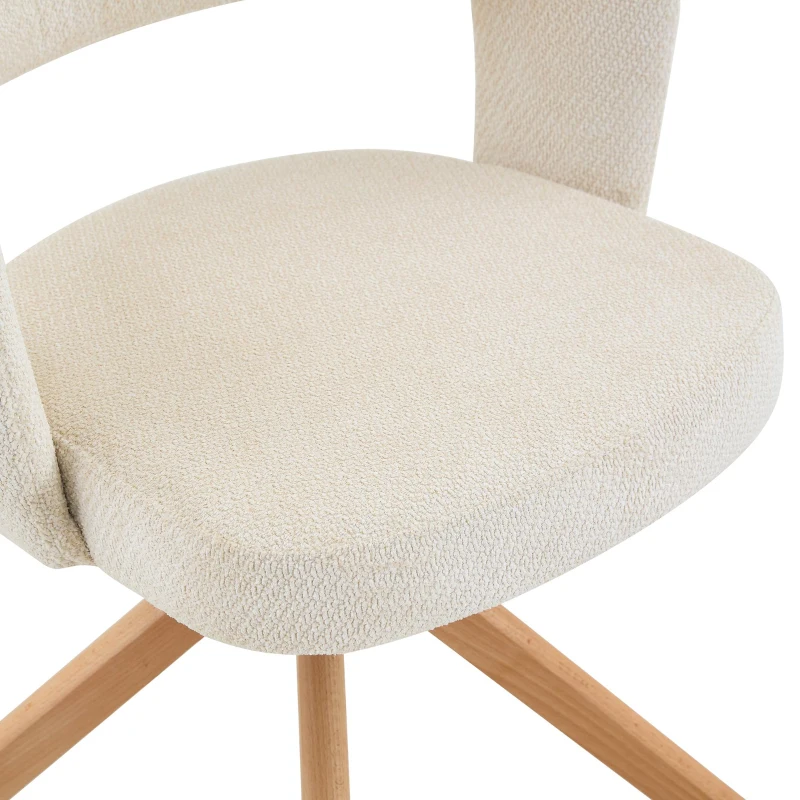 Lot de 2 chaises pivotantes rétro-luxe, patins feutre antidérapants, rotation 360° silencieuse, 47x47.5x81.5 cm, Couleur naturelle