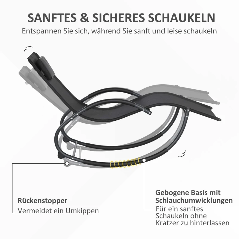 Outsunny Tuinschommelstoel Ligstoel, inclusief hoofdsteun, 155 cm x 61 cm x 88 cm, Zwart