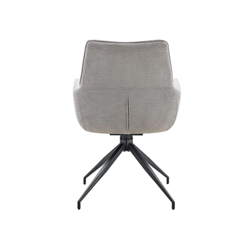 Fauteuil pivotant 360° rembourré, piètement métal laqué stable, patins antidérapants, 48x50x85 cm, Gris