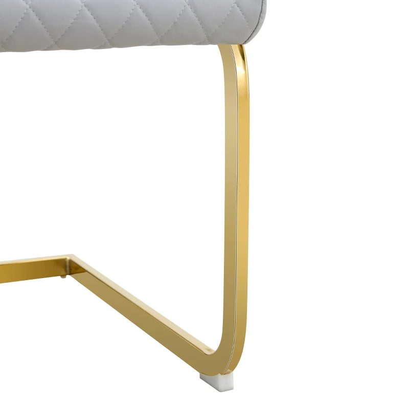 Chaise de salle à manger matelassée motif losange, dossier haut ergonomique, lot de 2, 43x63x100 cm, Gris clair