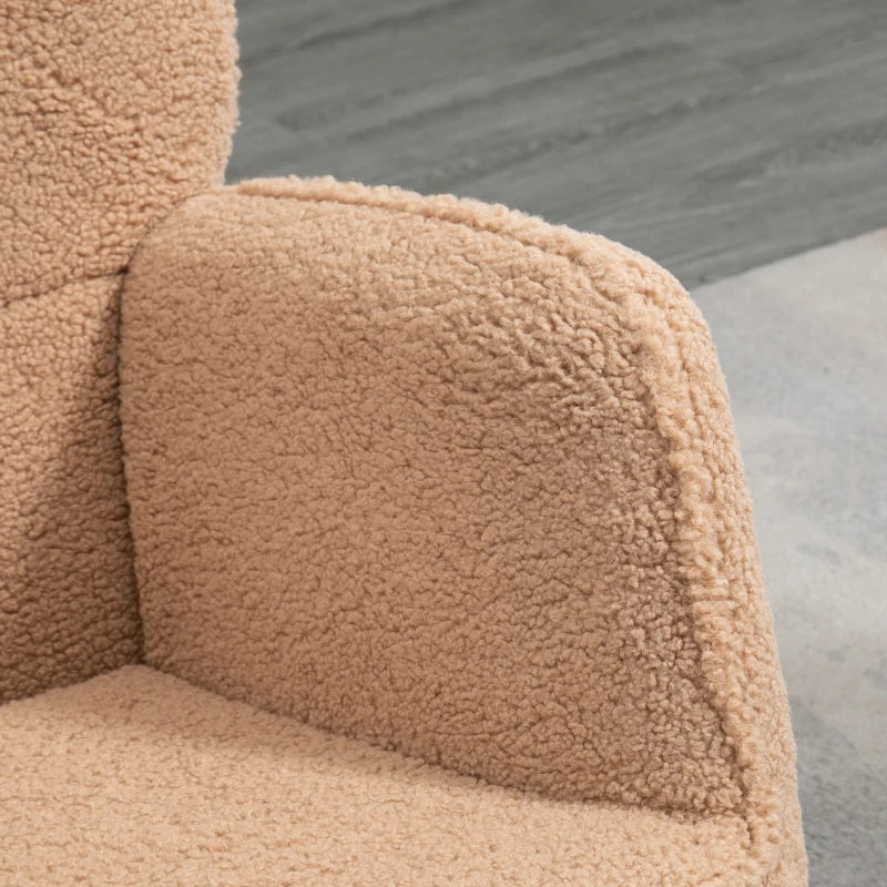 HOMCOM Schommelstoel in retrodesign, massief hout, fauteuil, relaxfauteuil, 98 cm x 71 cm x 101 cm, bruin