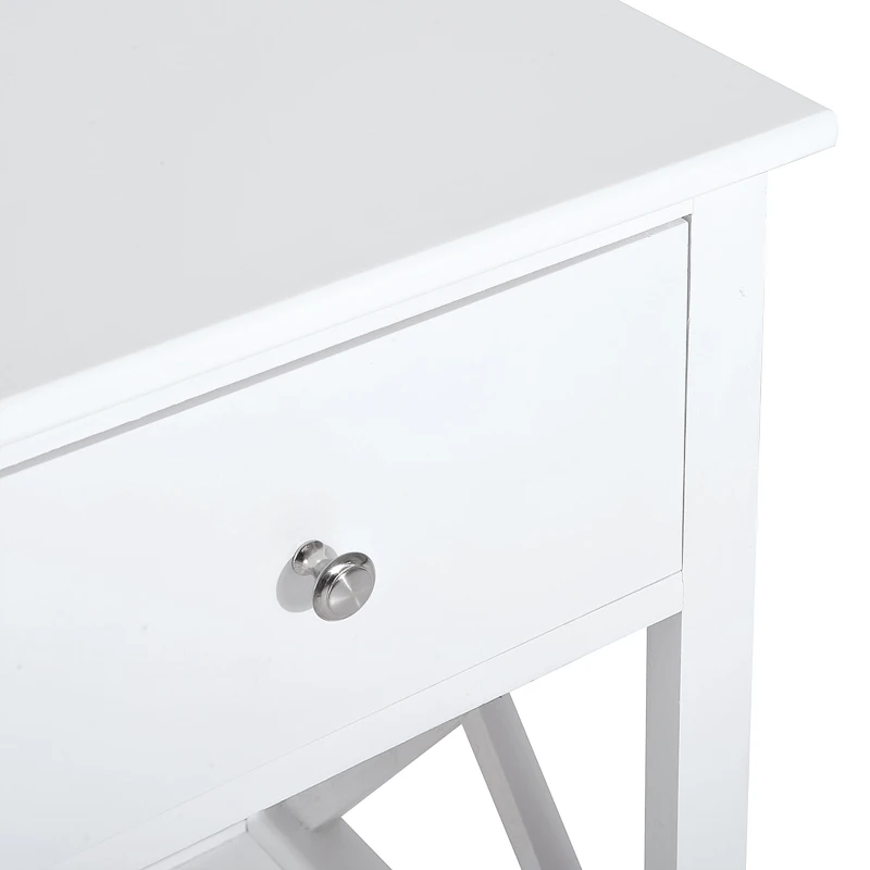 HOMCOM Table de Chevet Table d'appoint Bout de canapé Table de Nuit avec un tiroir et étagère en Bois Blanc