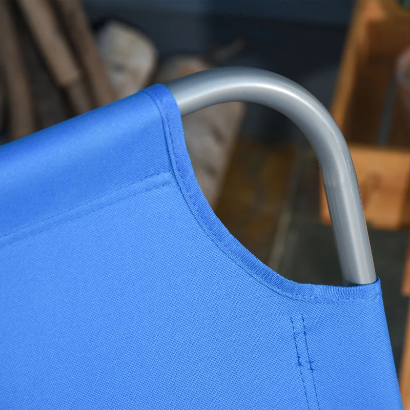 Outsunny Opvouwbare ligstoel met verstelbare rugleuning, roestvrij metalen frame, 187 x 55 x 24, Blauw