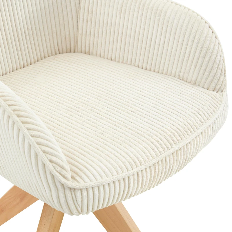 Lot de 2 chaises de salle à manger pivotantes style rétro luxueux, piètement quatre pieds en bois massif, 56,00x44,00x84,00 cm, Couleur naturelle