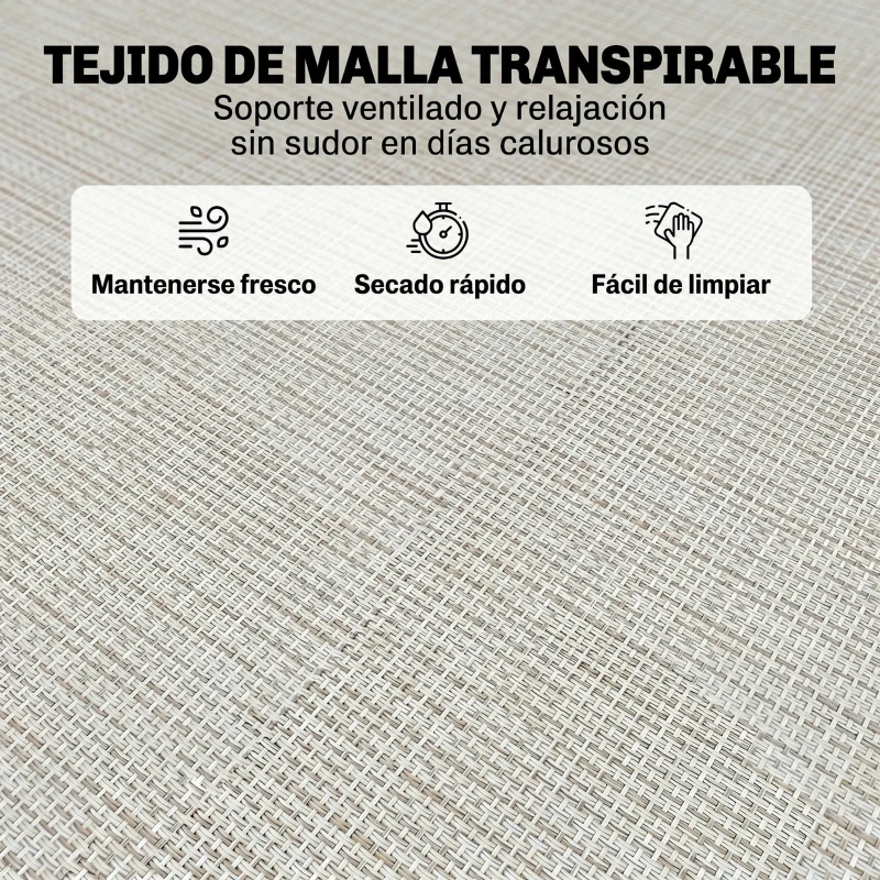 Outsunny Tumbona Plegable, Tumbona Jardín Exterior Reclinable 4 Posiciones con Reposacabezas y Marco de Acero, Carga 120 kg, para Terraza, Piscina, Playa, 189x58x30 cm, Crema