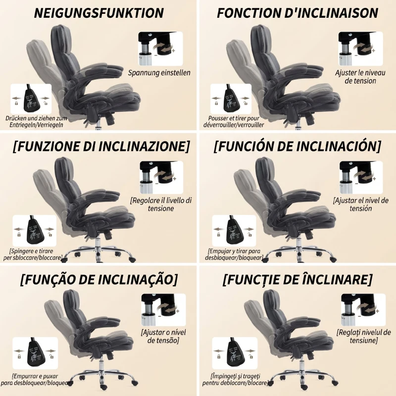 HOMCOM Fotoliu de birou cu masaj în 4 puncte, funcție de încălzire și brațe rabatabile, negru