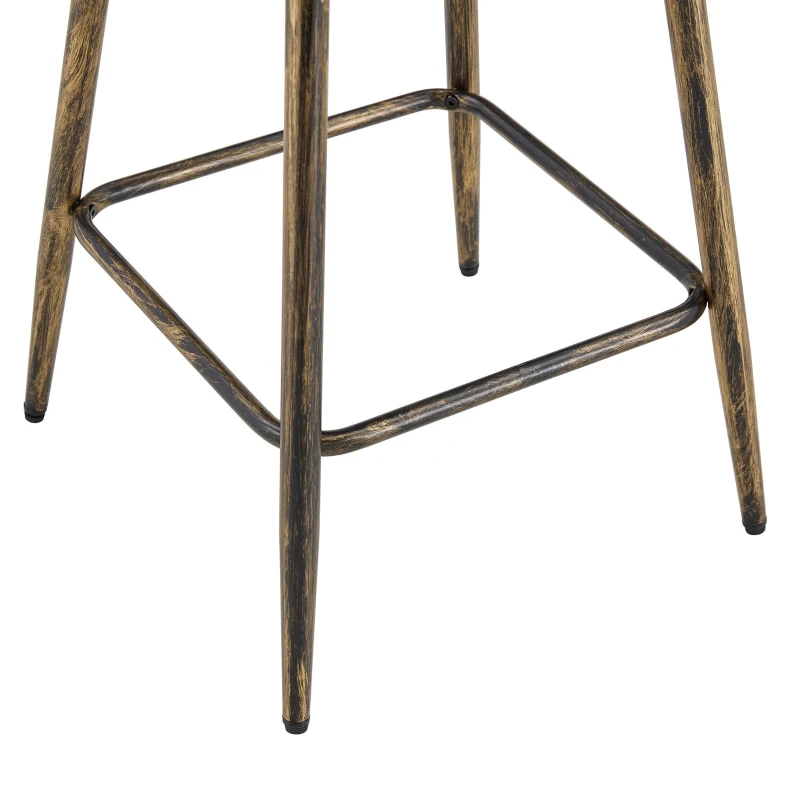 Tabouret de bar style Windsor en métal, assise ronde rembourrée, 39x39x96 cm, Marron