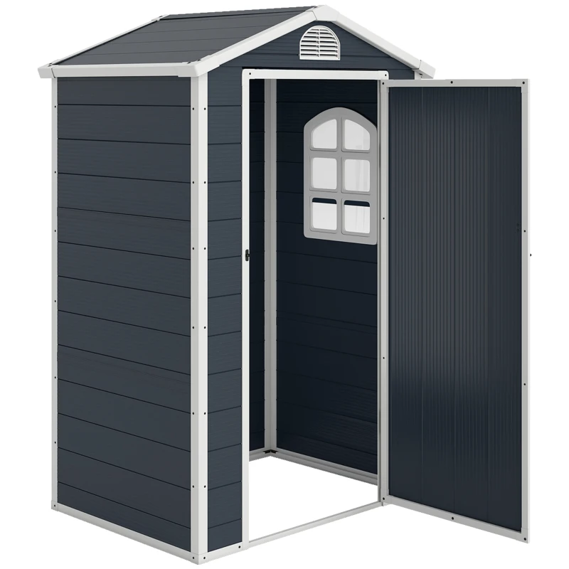 Outsunny Gereedschapsschuur tuinhuis met raam puntdak outdoor metaal kolengrijs(m-10)