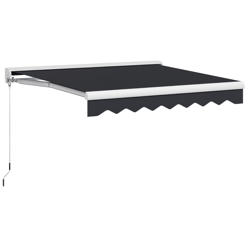 Outsunny Elektrisch/Handmatig Uitschuifbare Zonnescherm, Halfcassette, Afstandsbediening, Aluminium Frame, 2,5 x 2 m, Grijs
