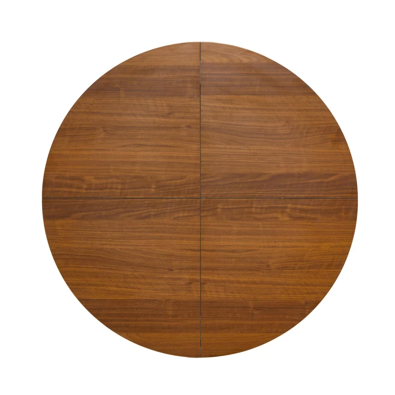 Table ronde 107 cm de diamètre, design industriel élégant, pour 2–4 personnes, 107x107x75 cm, Noyer