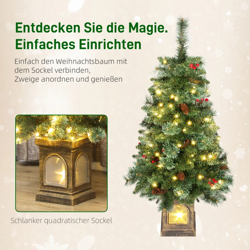 HOMCOM Kunstkerstboom 120 cm met 100 LED's, 8 lichtmodi, 214 takpunten