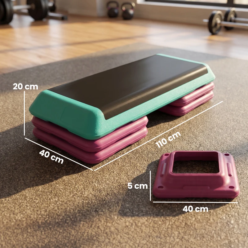 HOMCOM 3-Level Aerobic Step 10/15/20cm Steppers for Exercise Workout w/ Non-Slip Top Compact Stepper Home Office Indoor Outdoor Fitness Equipment