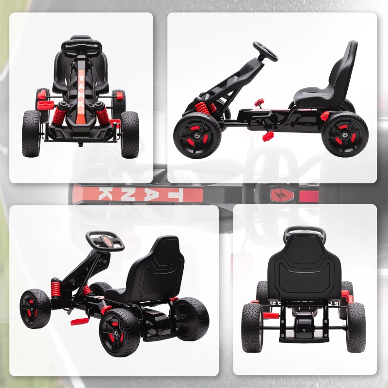 AIYAPLAY Kart a Pedais para Crianças com Embraiagem Automática Travão e Rodas Antiderrapantes em EVA 100x59x60,5 cm Vermelho