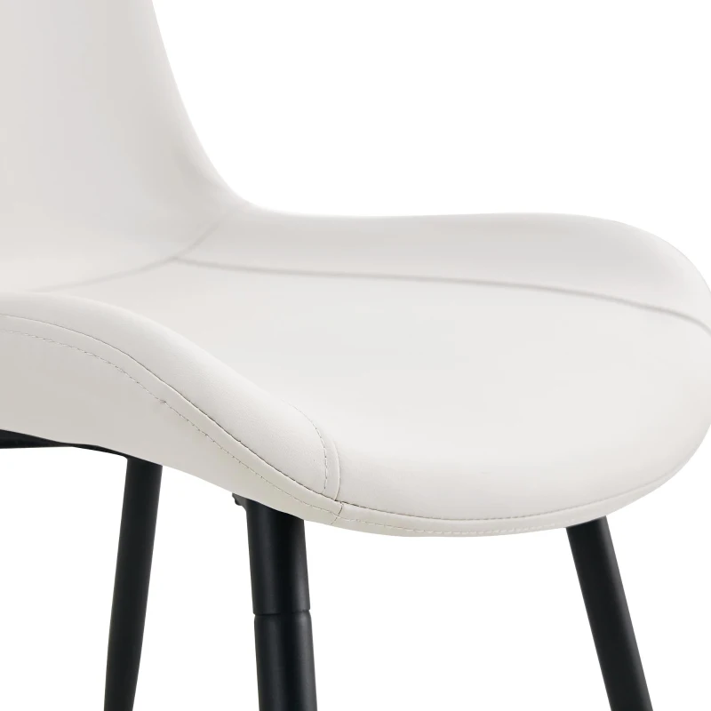 Lot de 4 chaises de salle à manger en similicuir, design moderne, embouts antidérapants, 50x47x83 cm, Blanc+Noir