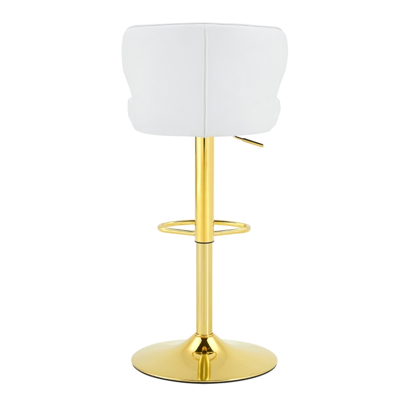 Lot de 2 tabourets de bar avec dossier, réglables en hauteur et pivotants 360°, 49.7x45x110 cm, Blanc