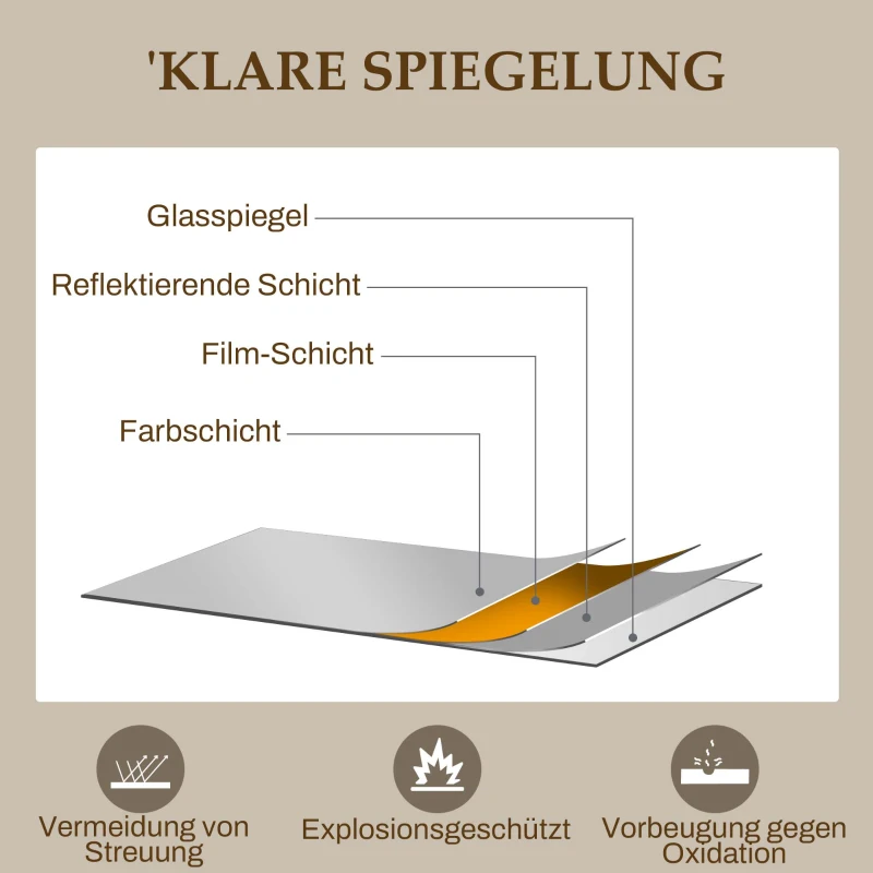 HOMCOM Wandspiegel, Raamontwerp, Garderobespiegel, Metalen Frame, 110 x 62 cm, Goud