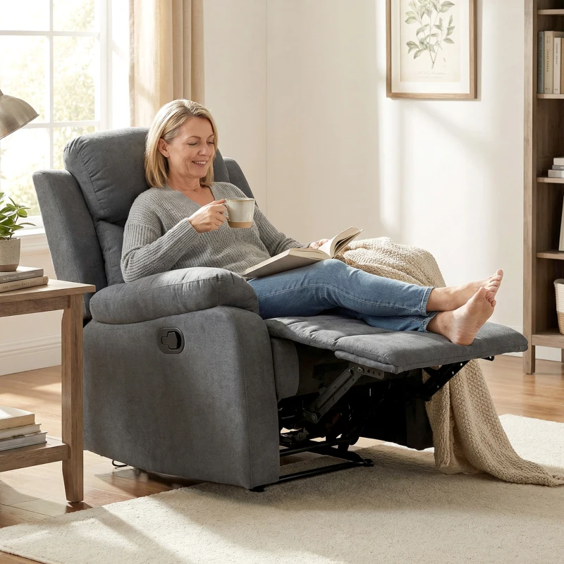 HOMCOM Relaxstoel, ligstoel, 150° kantelbaar, Donkergrijs(m-2)