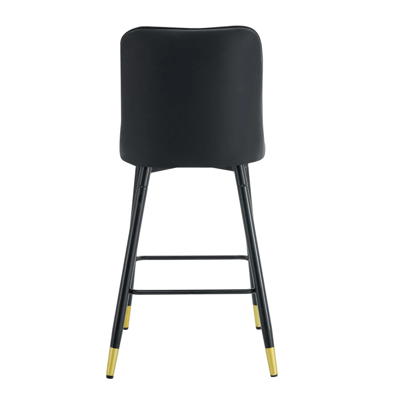 Lot de 2 tabourets de bar hauteur, design moderne et confortable, dossier incurvé et repose-pieds, 42x45x100 cm, Noir