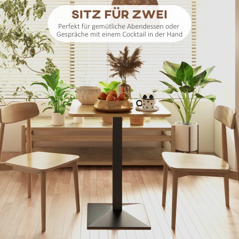 HOMCOM Eettafel Vierkante keukentafel voor 2 personen Eettafel met houtlook en stalen basis 70 x 70 x 75 cm Donkerbruin