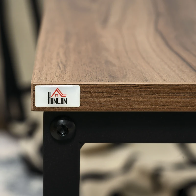 HOMCOM Set van 2 bijzettafels, industrieel design, zwart stalen frame, tafelblad met houteffect