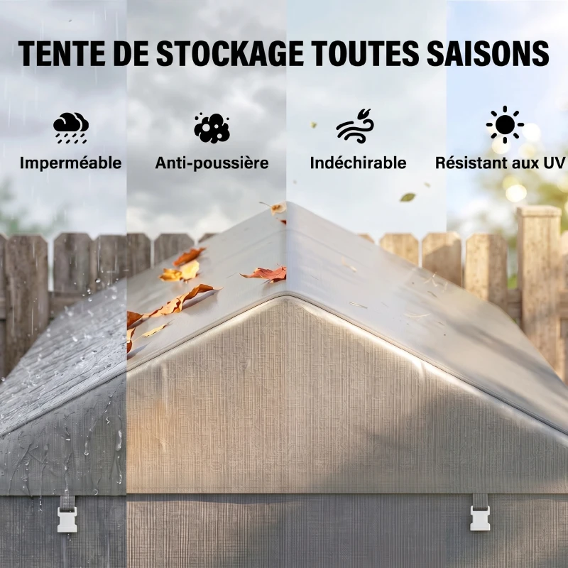 Outsunny Capanno Porta Attrezzi e Tenda Garage per Bici e Moto con Copertura Anti-UV, 1.6x2m, Grigio Chiaro